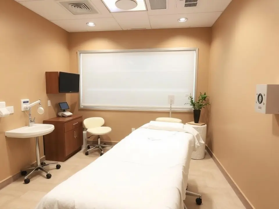 Calm clinic treatment room with clinical grade cleaning by Ember Services
